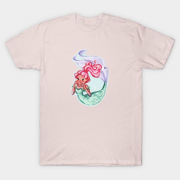 Strawberry Hair Mermaid T-Shirt by Maxineart